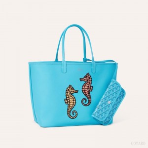 Bolsas Tote Goyard Anjou PM Seahorse Embroidery Turquesa | GY-AXQ0907