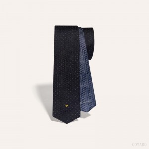 Gravatas Goyard Eldredge Bicolore tie Azul Marinho Azuis | GY-UGD6466
