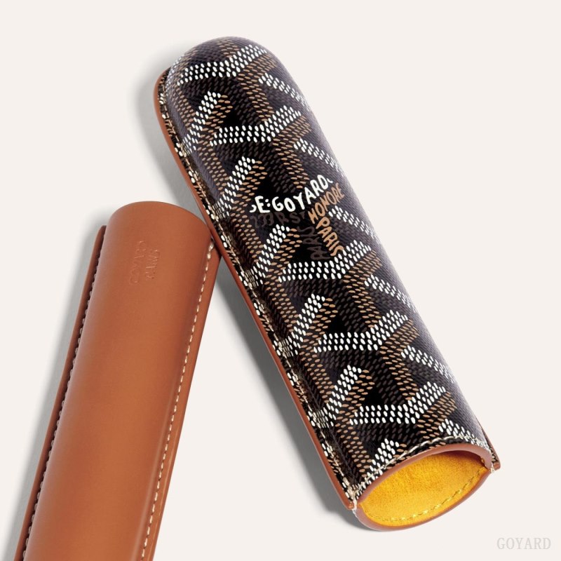 Acessorios Goyard CHURCHILL SINGLE CIGAR CASE Pretas Marrom | GY-DOR1155
