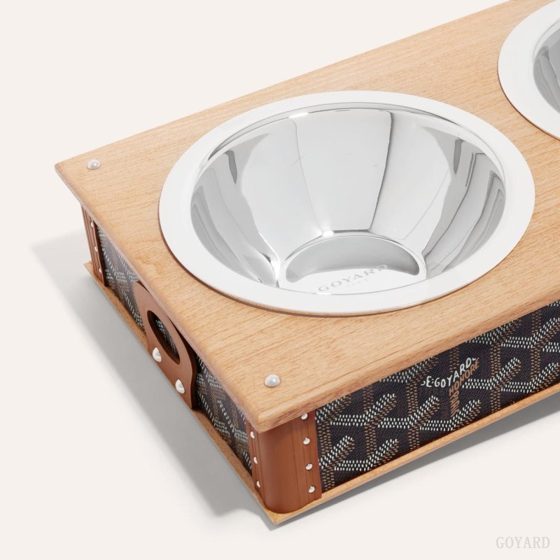 Acessorios Goyard EDMOND DOUBLE BOWL Pretas Marrom | GY-HFU4046