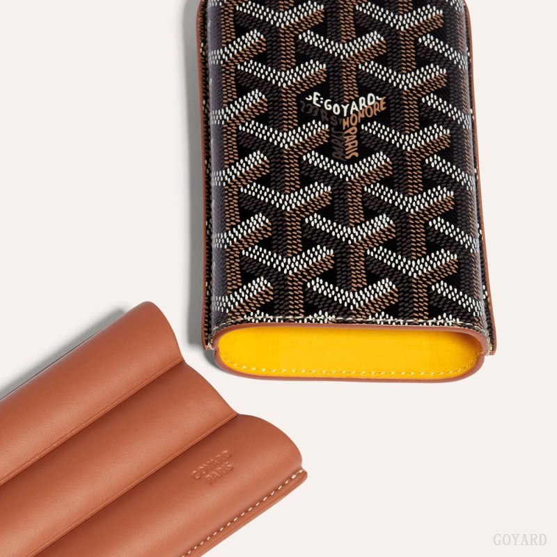 Bolsa Case Goyard CHURCHILL 3 CIGAR CASE Pretas Marrom | GY-EXM8014