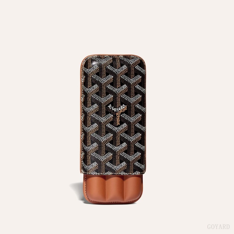 Bolsa Case Goyard CHURCHILL 3 CIGAR CASE Pretas Marrom | GY-EXM8014
