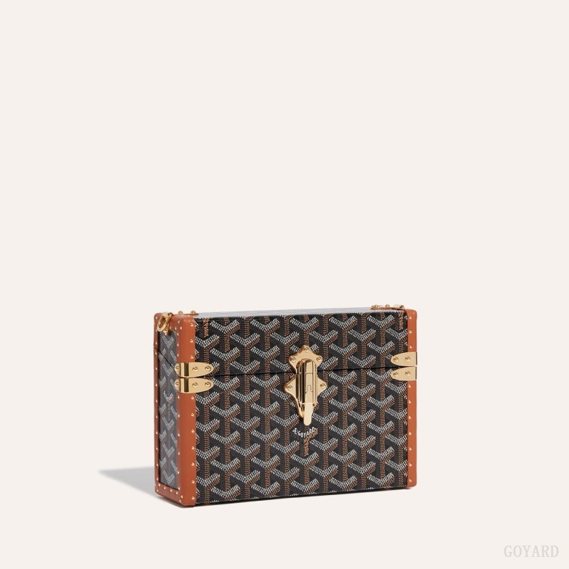 Bolsas De Ombro Goyard Cassette Trunk Bag Pretas Marrom | GY-ILU4008