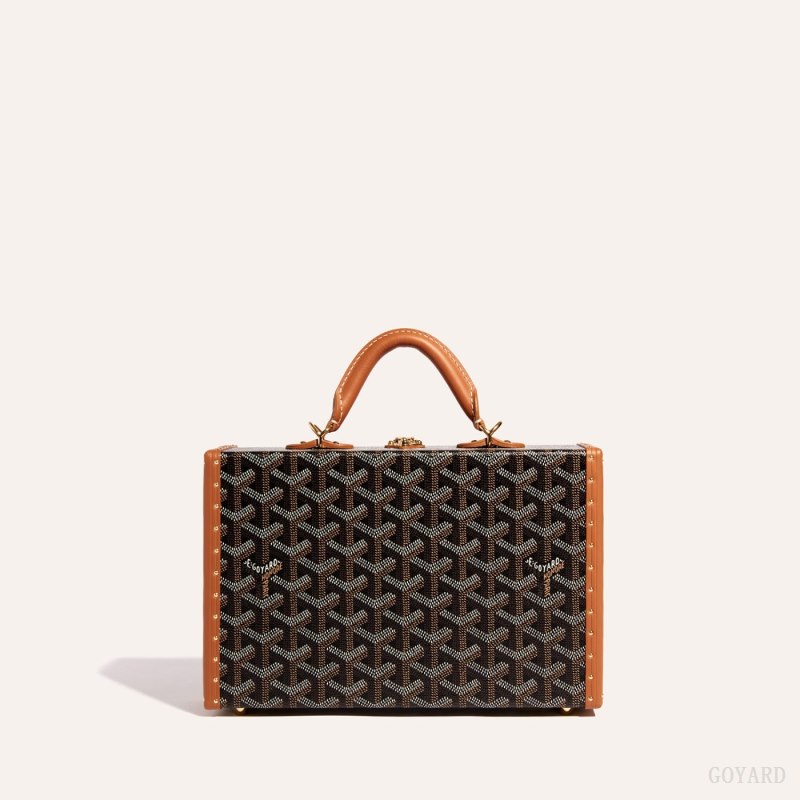 Bolsas De Ombro Goyard Grand Hôtel Trunk Bag Pretas Marrom | GY-LXD9092