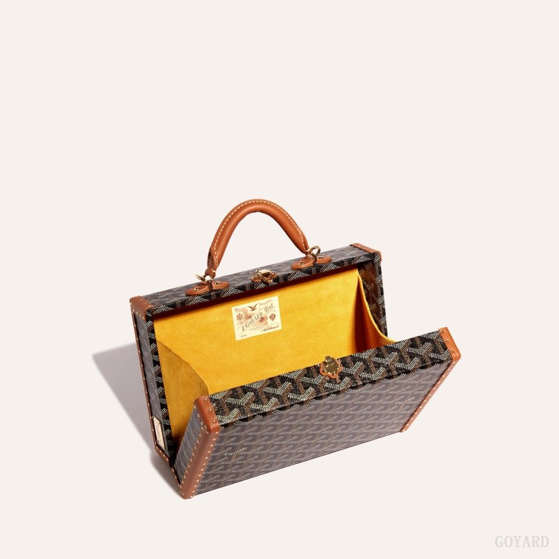Bolsas De Ombro Goyard Grand Hôtel Trunk Bag Pretas Marrom | GY-LXD9092