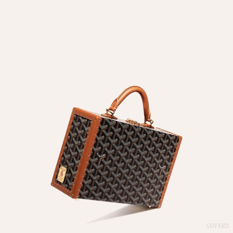 Bolsas De Ombro Goyard Grand Hôtel Trunk Bag Pretas Marrom | GY-LXD9092