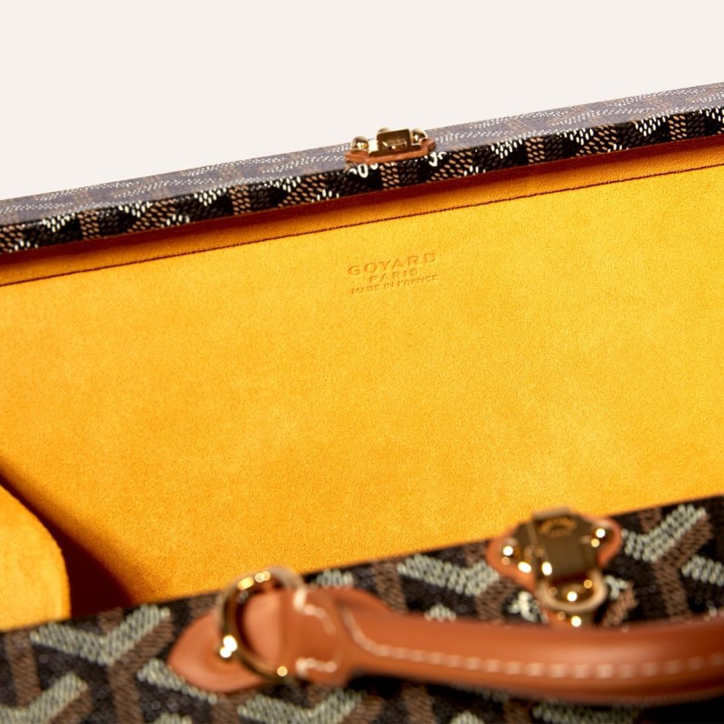 Bolsas De Ombro Goyard Grand Hôtel Trunk Bag Pretas Marrom | GY-LXD9092