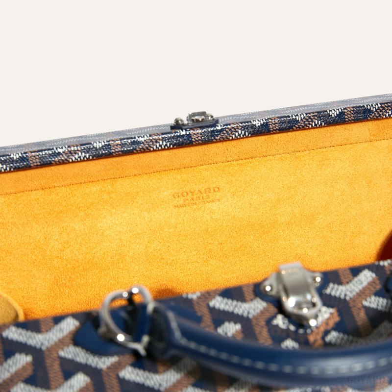Bolsas De Ombro Goyard Grand Hôtel Trunk Bag Azul Marinho Azuis | GY-DLA3170