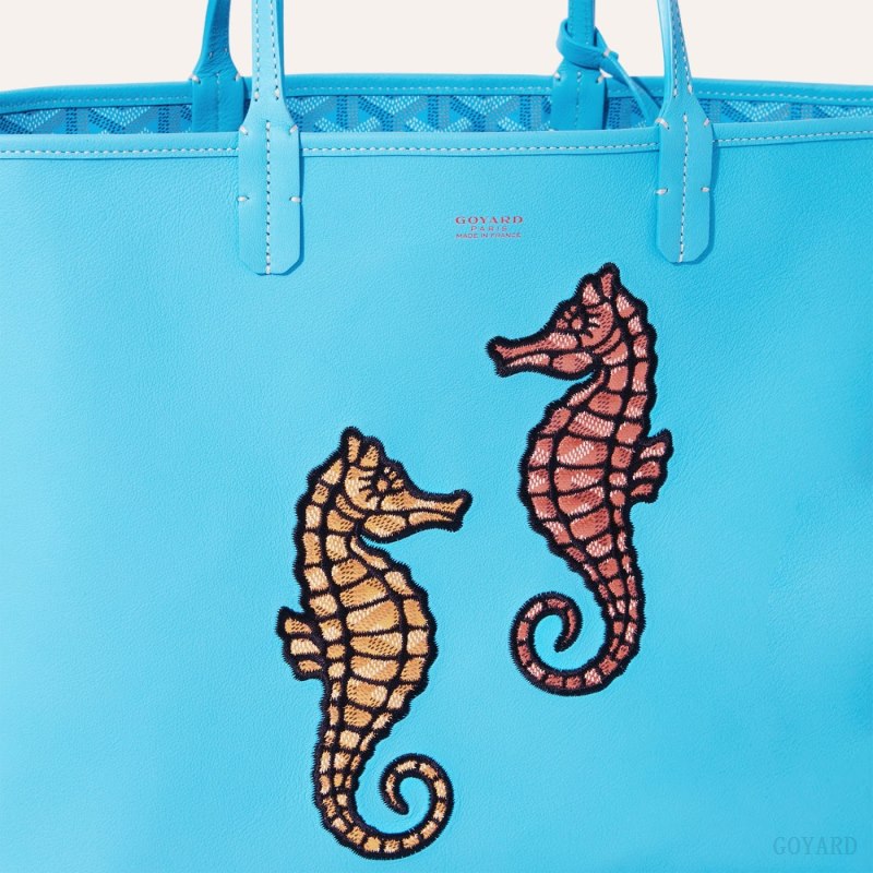 Bolsas Tote Goyard Anjou PM Seahorse Embroidery Turquesa | GY-AXQ0907