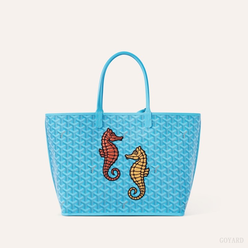 Bolsas Tote Goyard Anjou PM Seahorse Embroidery Turquesa | GY-AXQ0907