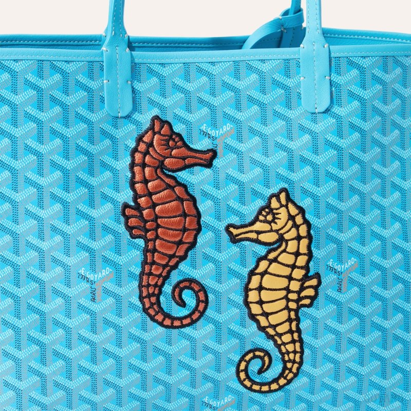 Bolsas Tote Goyard Anjou PM Seahorse Embroidery Turquesa | GY-AXQ0907