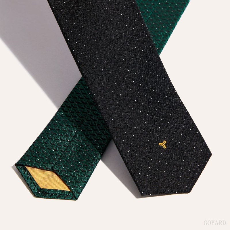 Gravatas Goyard Eldredge Bicolore tie Pretas Verdes | GY-BEF0003