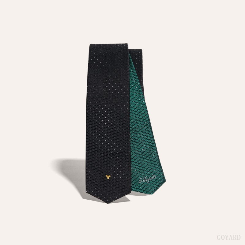 Gravatas Goyard Eldredge Bicolore tie Pretas Verdes | GY-BEF0003
