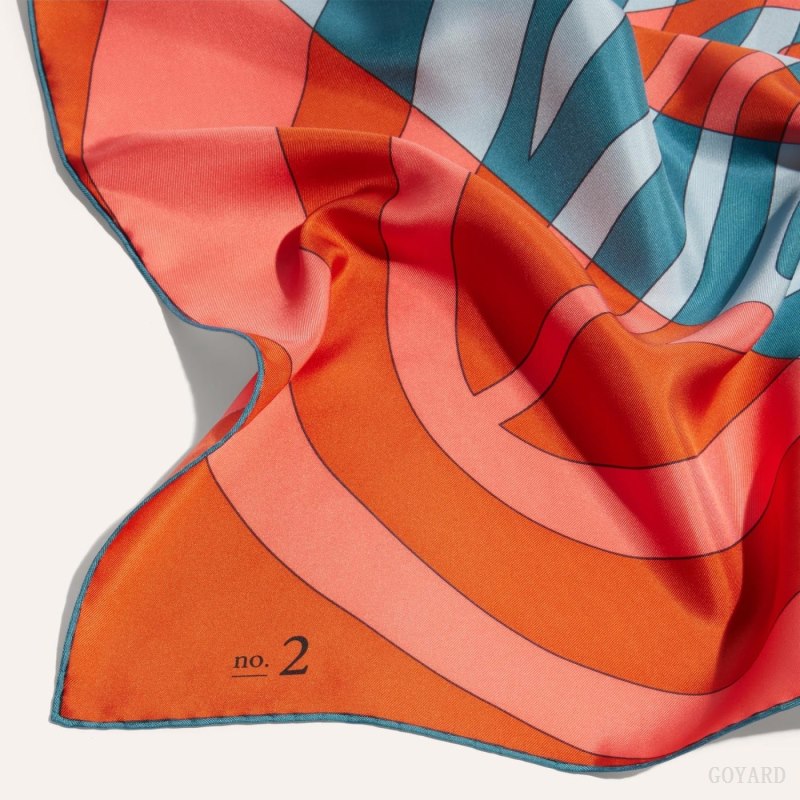 Lenços Goyard SCARF N°2 Laranja Azul Marinho Azuis | GY-ANO8873