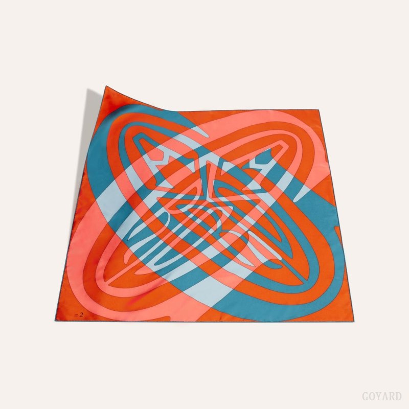 Lenços Goyard SCARF N°2 Laranja Azul Marinho Azuis | GY-ANO8873