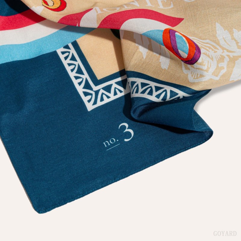 Lenços Goyard SCARF N°3 Azul Marinho Azuis Bege | GY-IZW1977