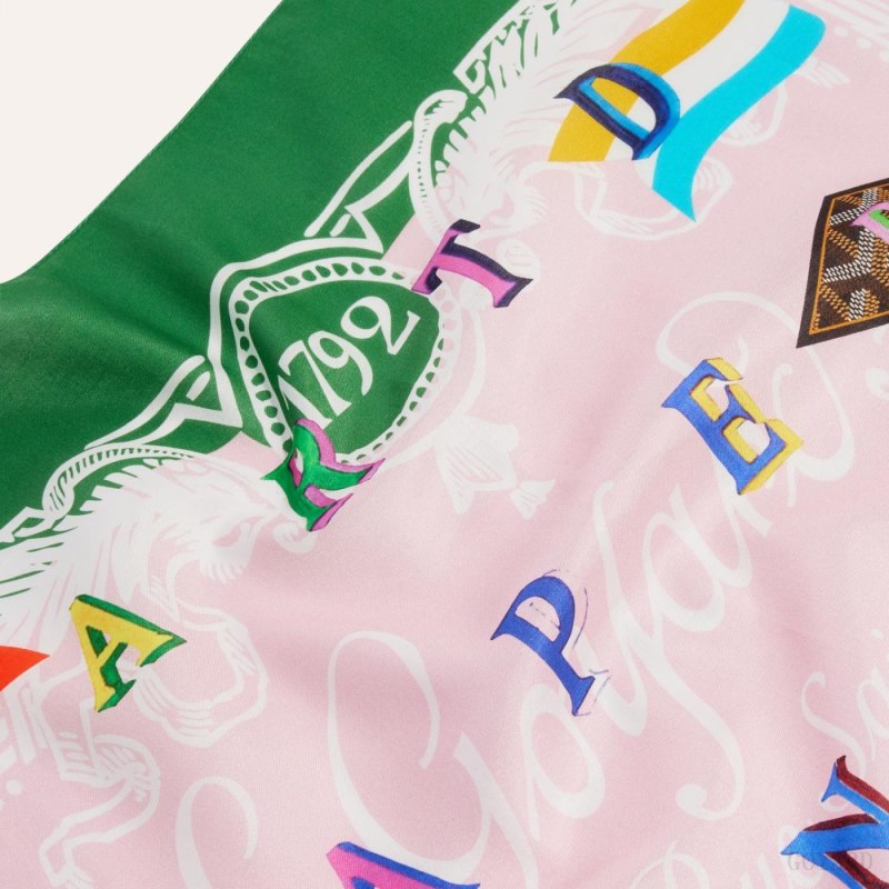 Lenços Goyard SCARF N°3 Verdes Rosa | GY-FGR6820