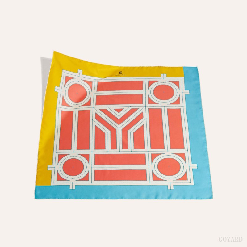Lenços Goyard SCARF N°4 Laranja Azuis Amarelas | GY-SAQ3245