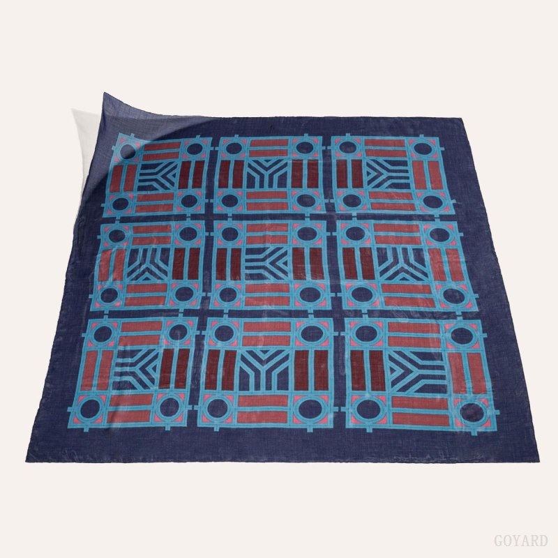 Lenços Goyard Shawl N°4 Azul Marinho Azuis Bordeaux | GY-HOA9049