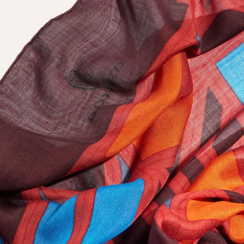 Lenços Goyard Shawl N°4 Bordeaux Laranja | GY-HPD2827