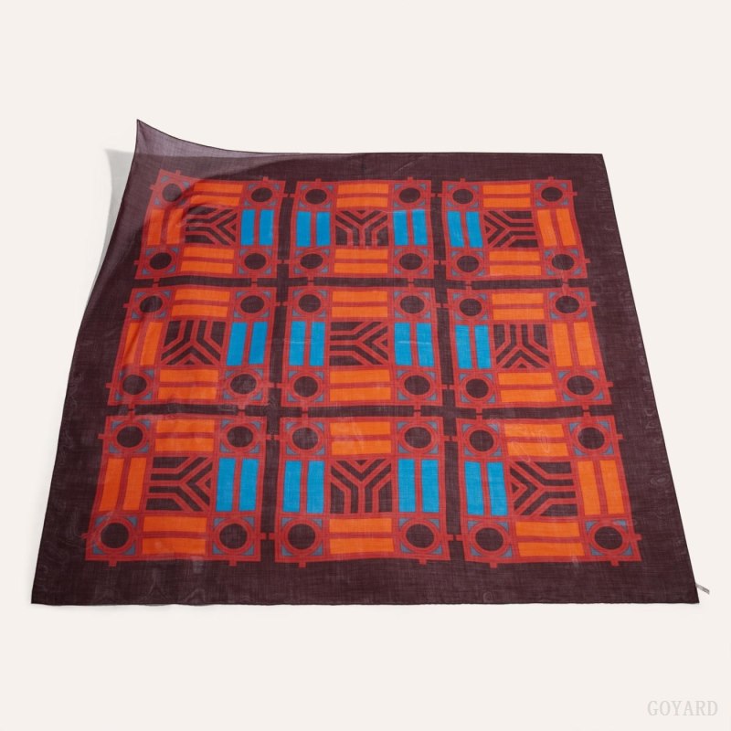 Lenços Goyard Shawl N°4 Bordeaux Laranja | GY-HPD2827